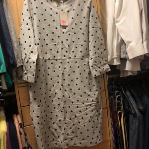 Boden gray w/black dots Livia sweatshirt dress 14L